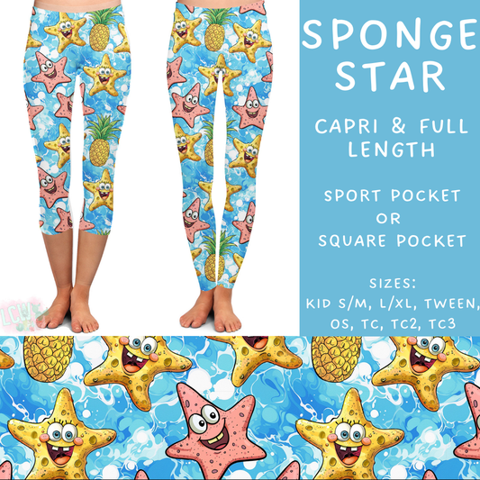 Batch #339 - Character Summer - Closes 5/15 - ETA mid July - Sponge Star Full and Capri Length Leggings