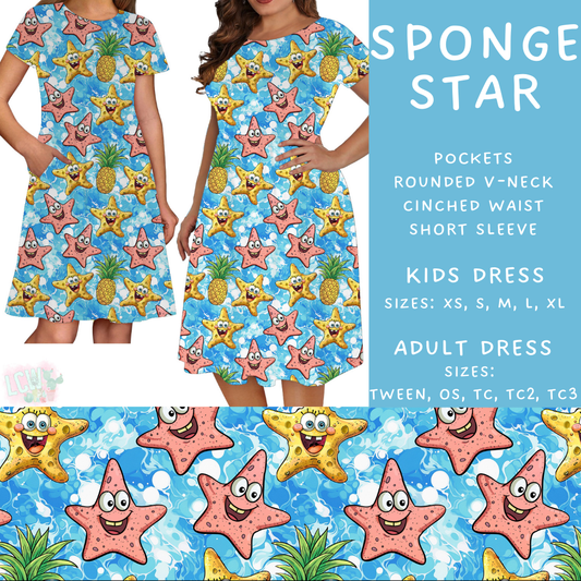 Batch #339 - Character Summer - Closes 5/15 - ETA mid July - Sponge Star Adult & Kids Dresses