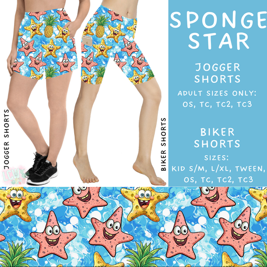 Batch #339 - Character Summer - Closes 5/15 - ETA mid July - Sponge Star Biker & Jogger Shorts