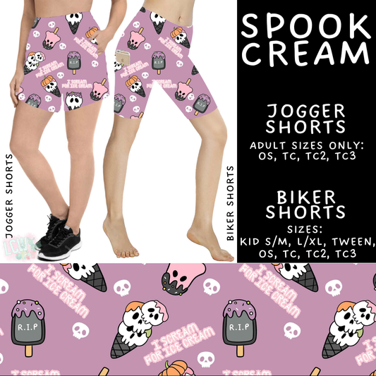Batch #527 - Spooky Summer 2 - Closes 5/8 - ETA early July - Spook Cream Biker & Jogger Shorts