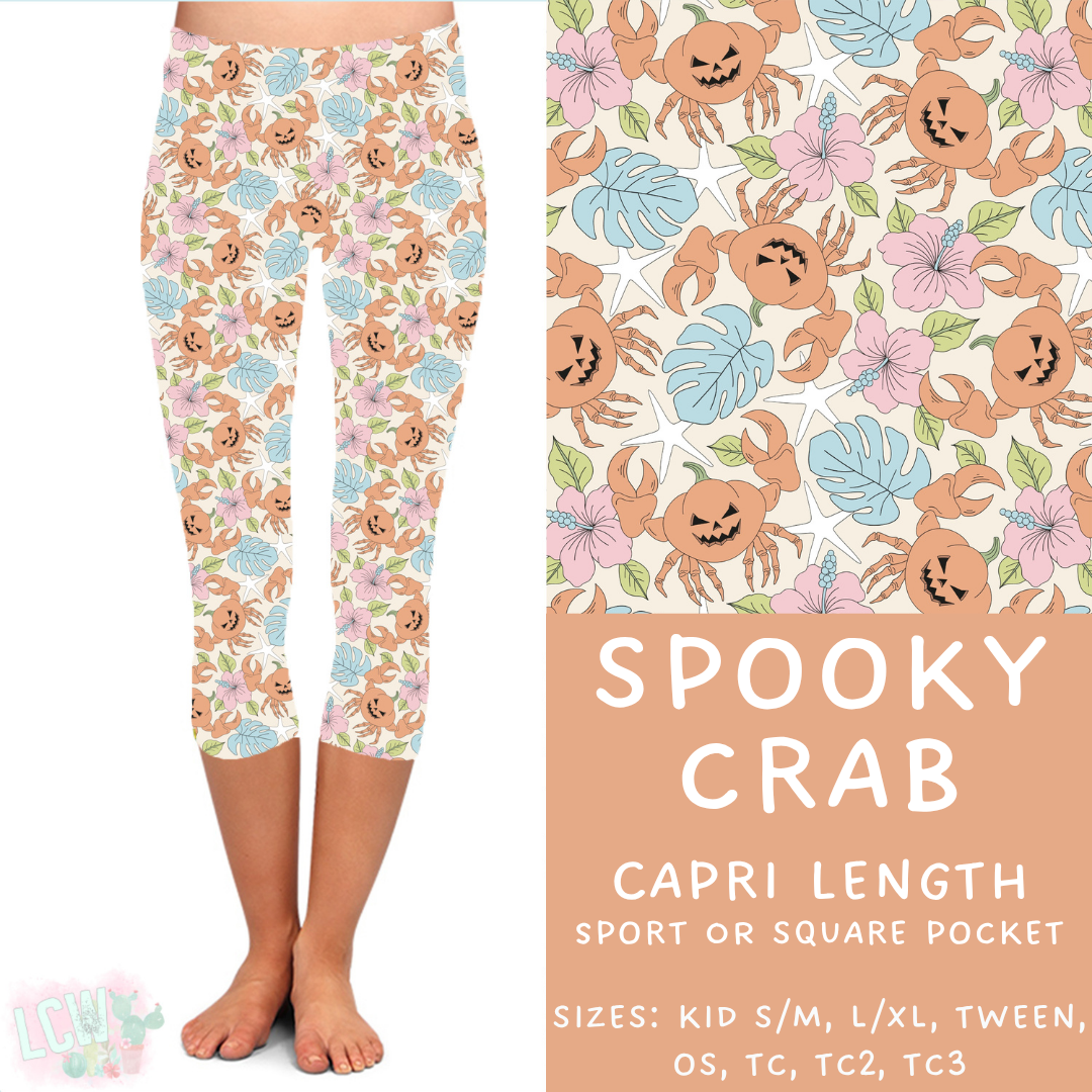Ready to Ship- Spooky Crab Capri Length Leggings - TC Square Pocket