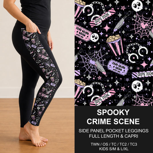 B297 - Preorder Spooky Crime Scene Side Panel Pocket Leggings (Closes 6/28. ETA: early Sept.)