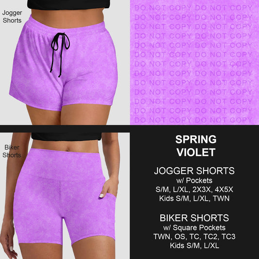B280 - Preorder Spring Violet Jogger/Biker Shorts (Closes 3/22. ETA: late May)
