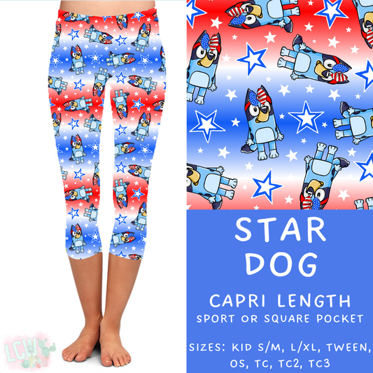 Batch #336 - RWB Characters - Closes 5/7 - ETA mid June - Star Dog Capri Length Leggings