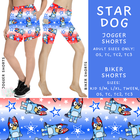 Batch #336 - RWB Characters - Closes 5/7 - ETA mid June - Star Dog Biker & Jogger Shorts