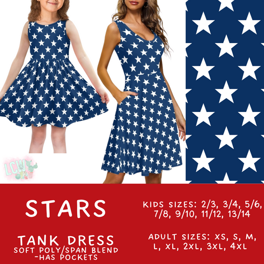 Batch #335 - RWB Tank Dresses - Closes 5/8 - ETA mid June - Stars Women's & Girl's Tank Dress
