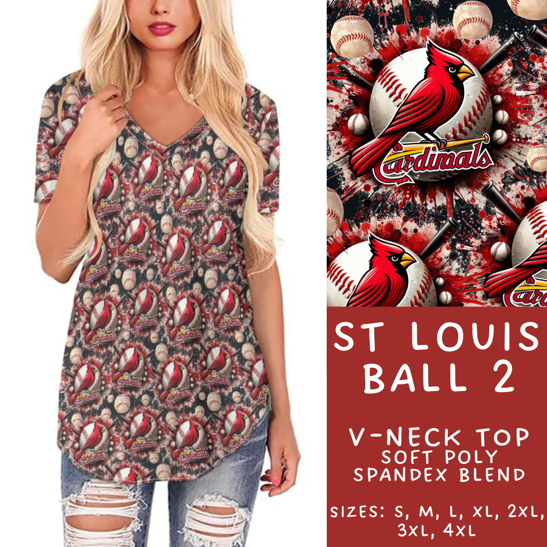 Batch #498 - Strike Out 3 - Closes 3/2 - ETA early May - St Louis Ball 2 V-Neck Tee - Alonna's Legging Land