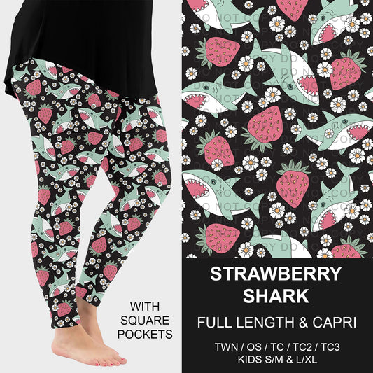 B294 - Preorder Strawberry Shark Leggings w/ Pockets (Closes 6/07. ETA: early Aug.)
