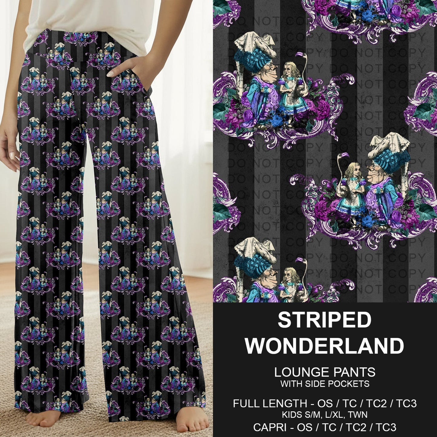 B277 - Preorder Striped Wonderland Lounge Pants (Closes 3/08. ETA: mid May) - Alonna's Legging Land