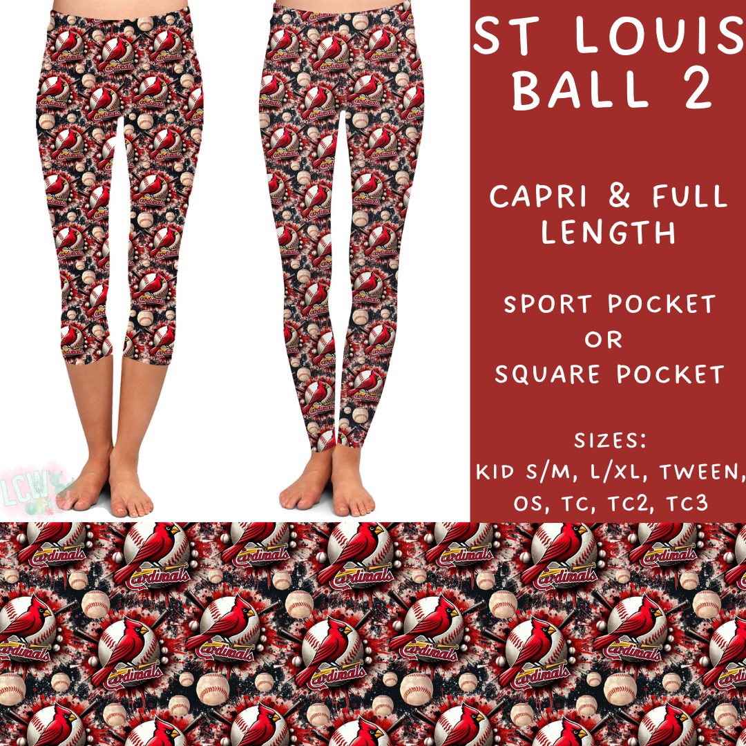 Batch #498 - Strike Out 3 - Closes 3/2 - ETA early May - St Louis Ball 2 Full and Capri Length Leggings - Alonna's Legging Land