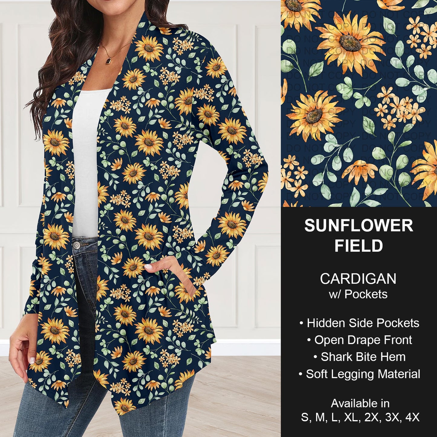 B248 - Preorder Sunflower Field Cardigan w/ Pockets (Closes 8/24. ETA: late Oct.)