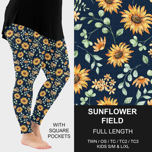 B248 - Preorder Sunflower Field Leggings w/ Pockets (Closes 8/24. ETA late Oct.)