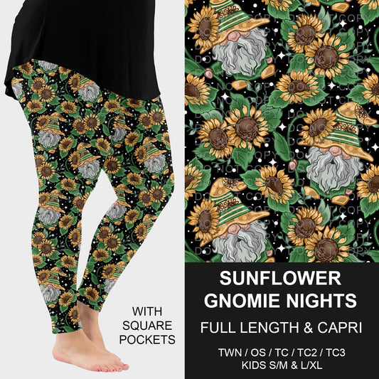 B273 - Preorder Sunflower Gnomie Nights Leggings w/ Pockets (Closes 2/15. ETA: late April)