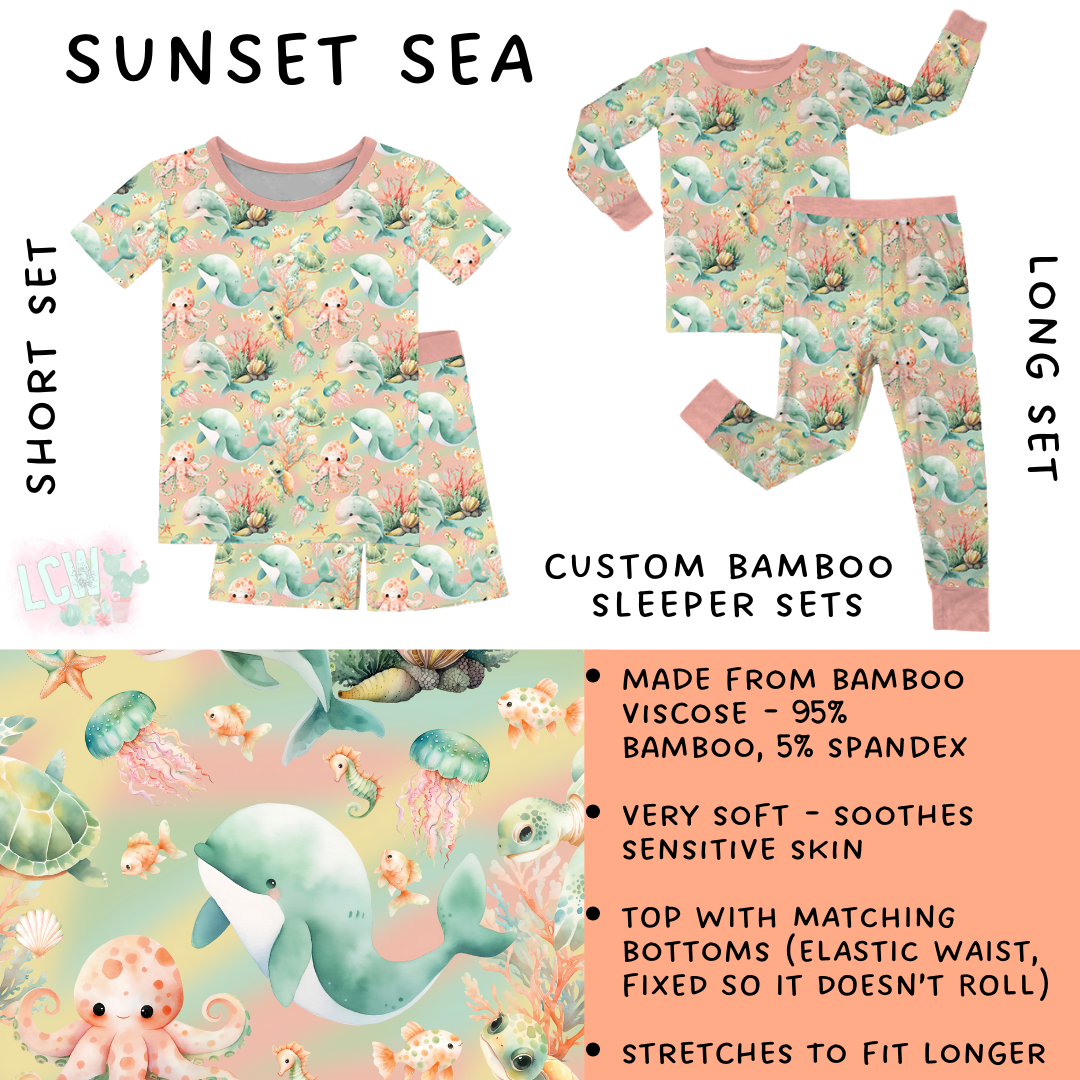 Ready To Ship - Sunset Sea Bamboo Long Sleeper Set - 4T & 14T