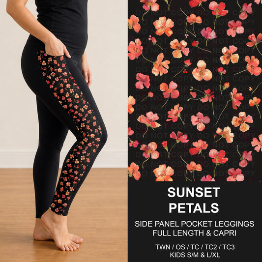 B319 - Preorder Sunset Petals Side Panel Pocket Leggings (Closes 11/01. ETA: early Jan.)