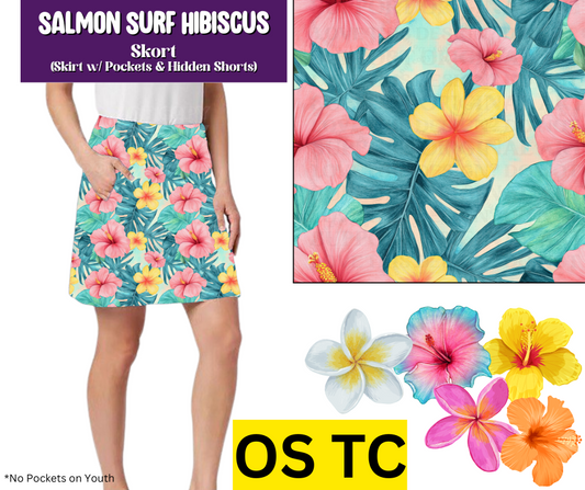 Salmon Surf Hibiscus Skort