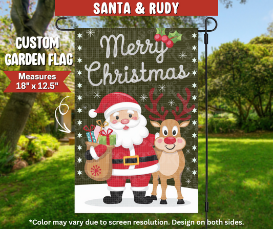 Santa & Rudy Garden Flag