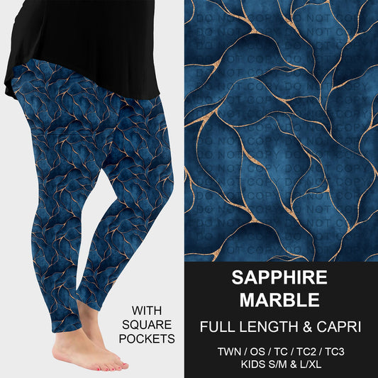B261 - Preorder Sapphire Marble Leggings w/ Pockets (Closes 11/16. ETA: late Jan.)