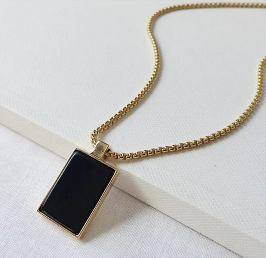 BLACK ONYX RECTANGLE NECKLACE - Alonna's Legging Land