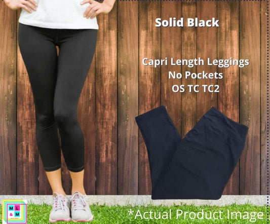 Black Capri Leggings w/ No Pockets by ML&M - Alonna's Legging Land