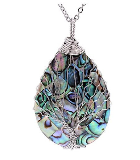 ABALONE SHELL TEAR DROP NECKLACE