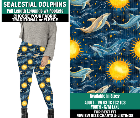 Preorder! Closes 10/27. ETA Jan. Sealestial Dolphins Leggings Choose Fleece or Traditional