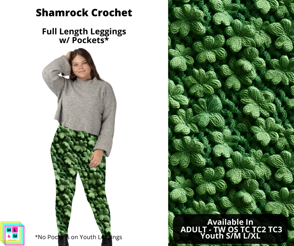 Shamrock Crochet Full Length Leggings w/ Pockets - Alonna's Legging Land