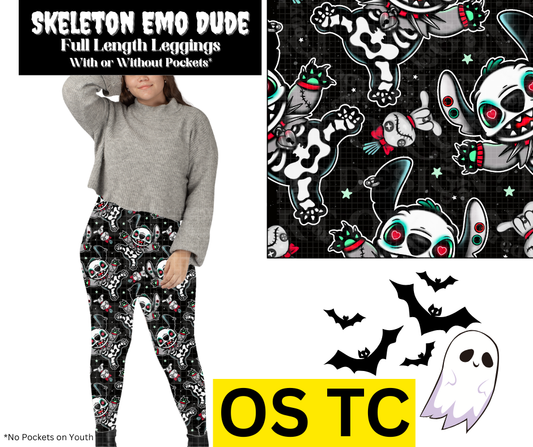 Skeleton Emo Dude Full Length Leggings w/ Pockets