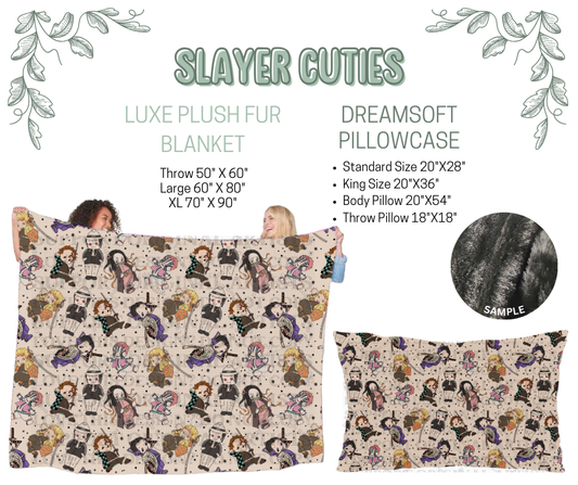 Preorder! Closes 10/9. ETA Dec. Slayer Cuties Luxe Plush Fur Blanket and/or DreamSoft Pillowcase