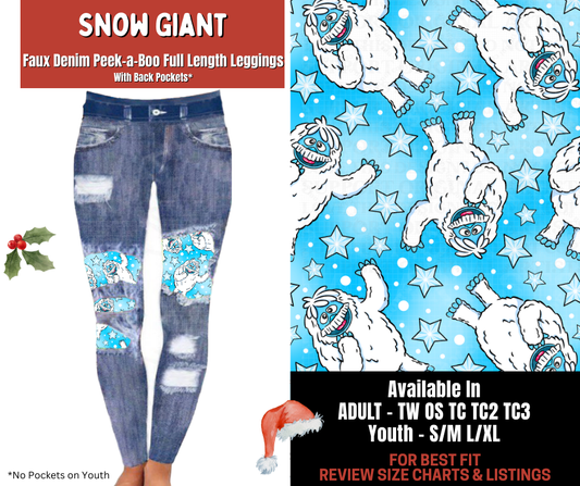 Preorder! Closes 9/24. ETA Dec. Snow Giant Full Length Faux Denim Peekaboo