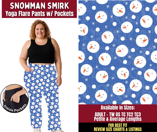 Preorder! Closes 8/24. ETA Nov. Snowman Smirk Yoga Flare Pants