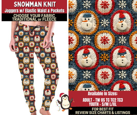 Preorder! Closes 9/4. ETA Dec. Snowman Knit Joggers Choose Fleece or Traditional