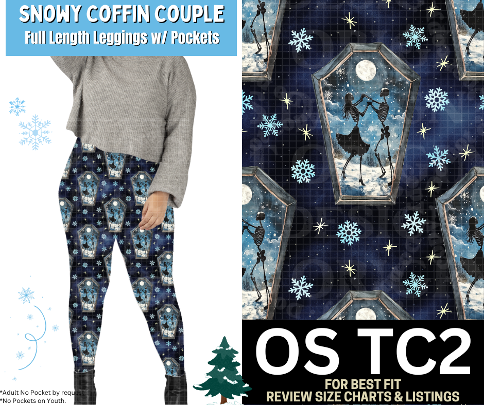 Snowy Coffin Couple Leggings Choose Fleece or Traditional