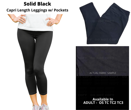 Solid Black Capris w/ Pockets - Alonna's Legging Land