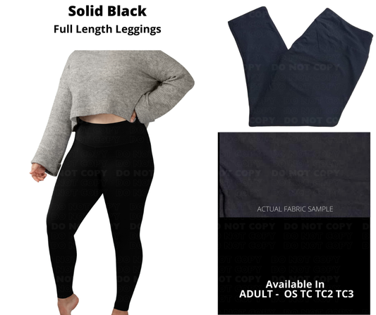 Solid Black Leggings No Pockets by ML&M - Alonna's Legging Land