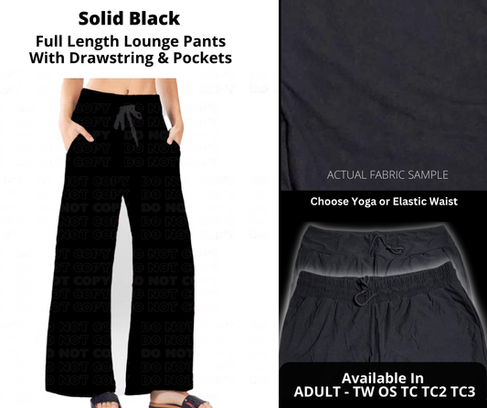 Solid Black Full Length Lounge Pants - Alonna's Legging Land