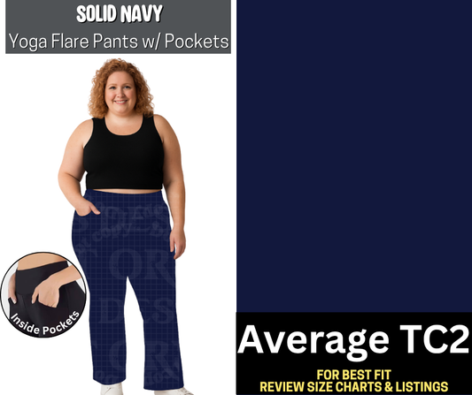 Solid Navy Yoga Flare Pants
