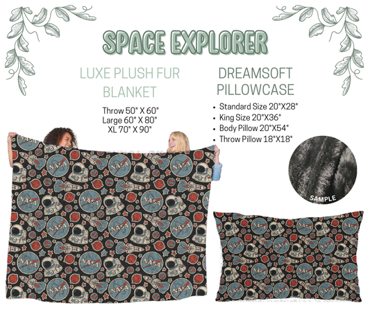 Preorder! Closes 10/9. ETA Dec. Space Explorer Luxe Plush Fur Blanket and/or DreamSoft Pillowcase