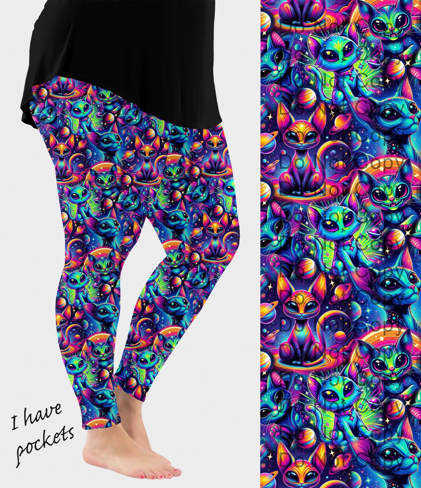 RTS - Space Cats Leggings with Pockets