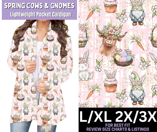 Spring Cows & Gnomes Pocket Cardigan