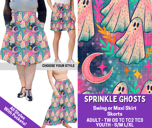 Preorder! Closes 5/27. ETA Aug. Sprinkle Ghosts Combo Skort/Skirt Lengths