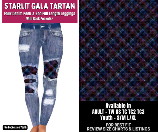 Preorder! Closes 8/6. ETA Nov. Starlit Gala Tartan Full Length Faux Denim Peekaboo