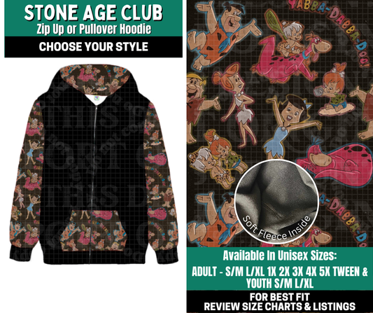 Preorder! Closes 10/27. ETA Jan. Stone Age Club Zip-Up or Pullover Hoodie
