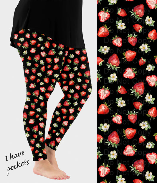 RTS - Strawberry Delight Leggings/Capris w/ Pockets