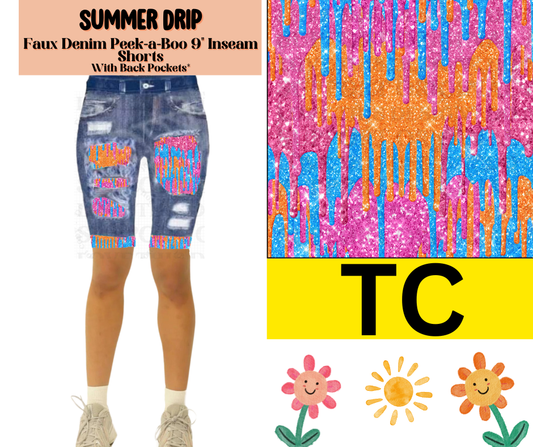 Summer Drip Faux Denim Jamaica Shorts