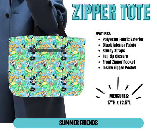Preorder! Closes 5/21. ETA August. Summer Friends Zipper Tote