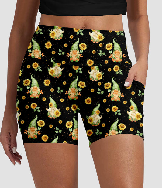RTS - Sunflower Field Gnomes Biker Shorts w/ Pockets
