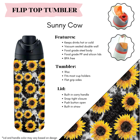 Sunny Cow Flip Top Tumbler