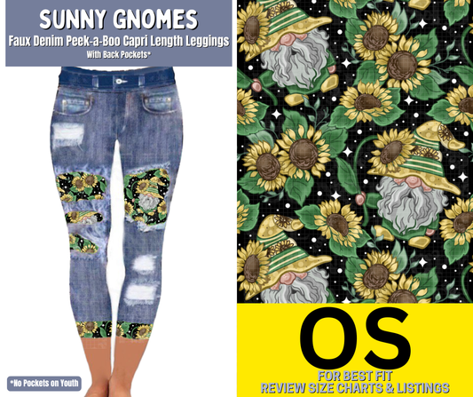 Sunny Gnomes Capri Faux Denim Peekaboo