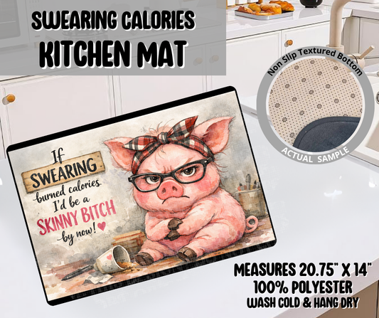 Swearing Calories Kitchen Mat